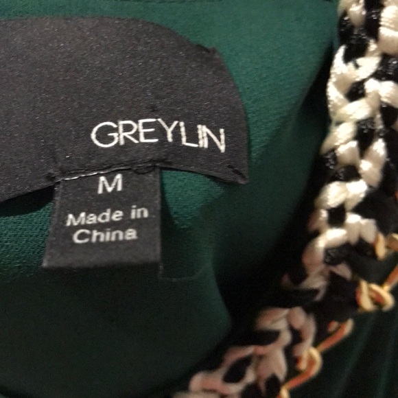 Green Greylin blouse with gold chain neckline - Picture 4 of 4